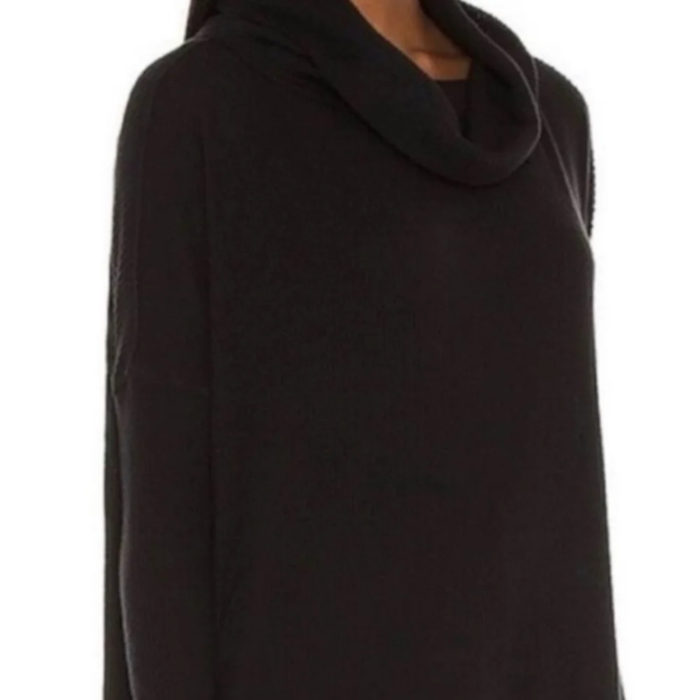 Free people Juicy Long Sleeve Waffle Knit Top Split Back in Black Small